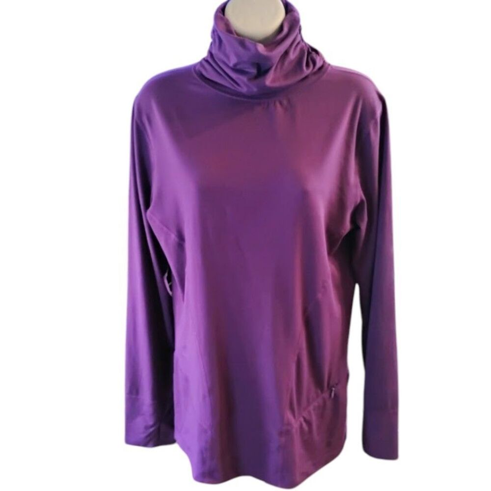 Terramar Hottotties Purple Midweight Base Layer Cowl Neck Pullover Large Cloud9